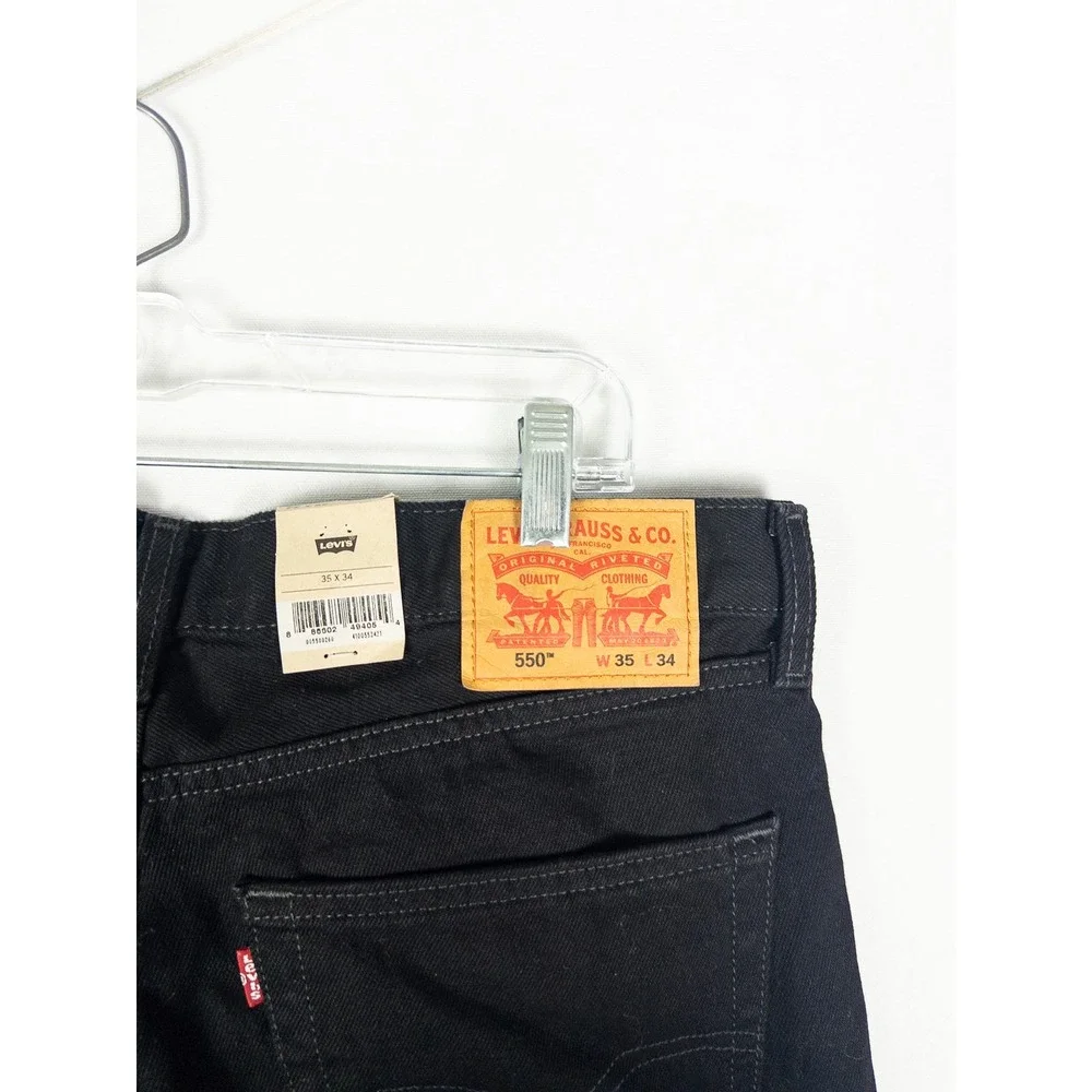 NWT Levi's 550 Relaxed Fit Jeans Mens 35x34 Black Denim Streetwear Classic